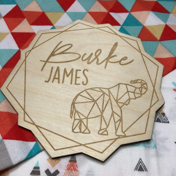 Custom Elephant Themed Baby Named Photo Prop - Picture 2 of 3